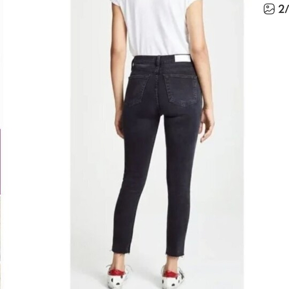 RE/DONE High Rise Ankle Crop Jeans Faded Black size 32